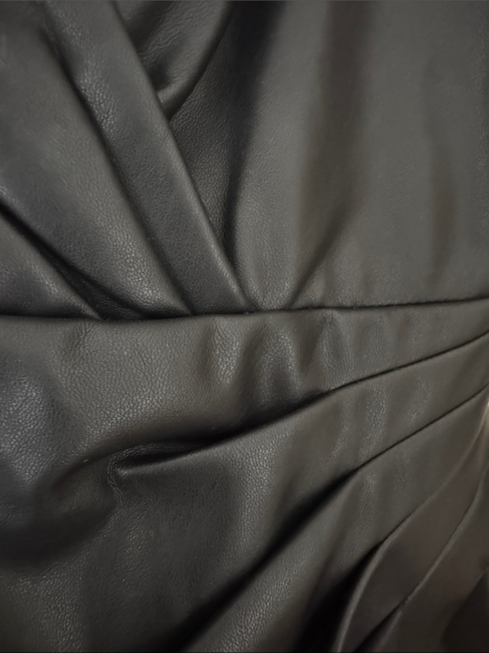 Guess Black Faux Leather Asymmetrical Wrap Dress - Picture 3 of 5